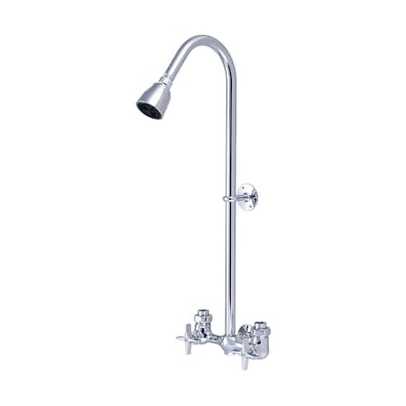 Central Brass Two Handle Exposed Shower Set, NPT, Wallmount, Polished Chrome 1379